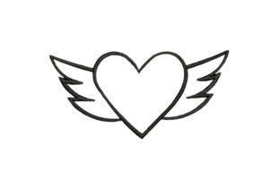 Heart with Wings Line Art Review